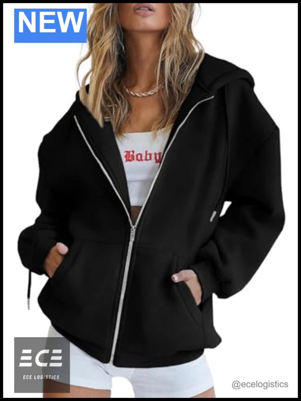 Women's Full Zip Fleece Lined Hoodie Sweatshirt Loose Fit with Pockets